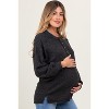 Pinkblush Charcoal Oversized Ribbed Knit Henley Maternity Sweater - 3 of 4