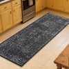 Vintage Distressed Floral Hallway Rug, Machine Washable, Non-Slip Indoor Carpet for Kitchen, Bathroom,Bedroom, Office,Retro Accent, Easy-Clean, Black - 4 of 4