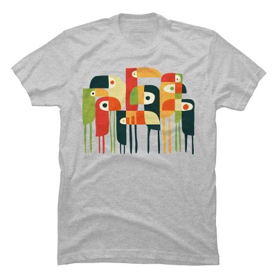 Men's Design By Humans Bird Family By radiomode T-Shirt