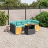 vidaXL 7 Piece Patio Sofa Set with Cushions Black Poly Rattan - Black without storage - 2 of 4
