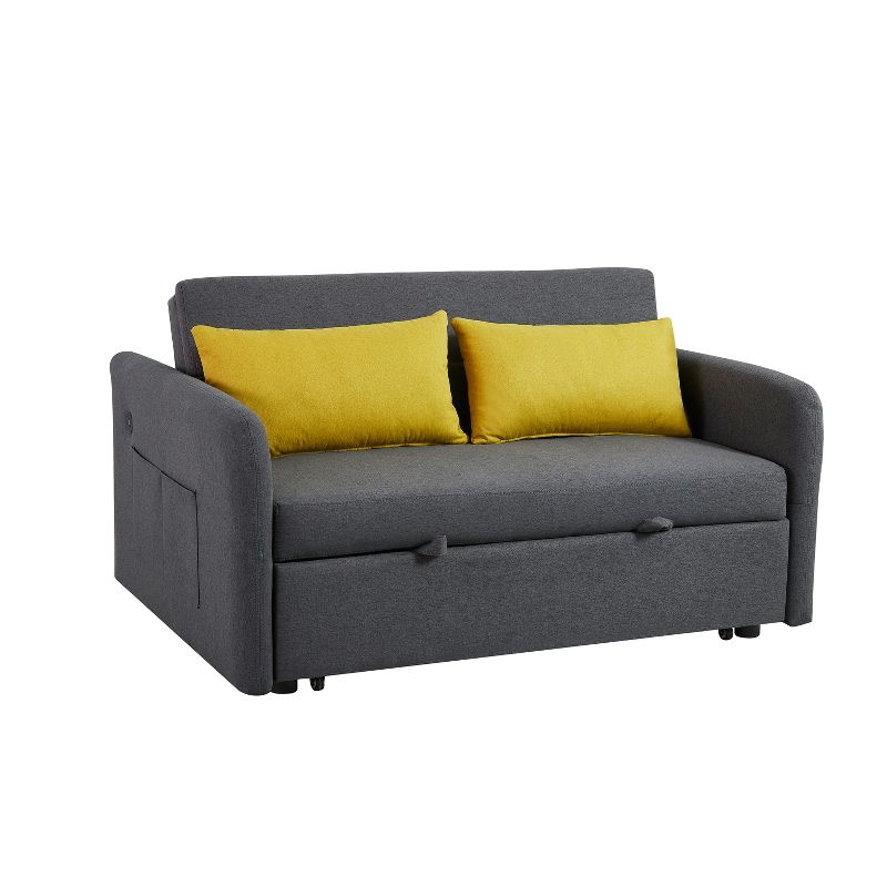 55.5" Pull Out Sleeper Sofa with USB Charge-ModernLuxe, 5 of 12