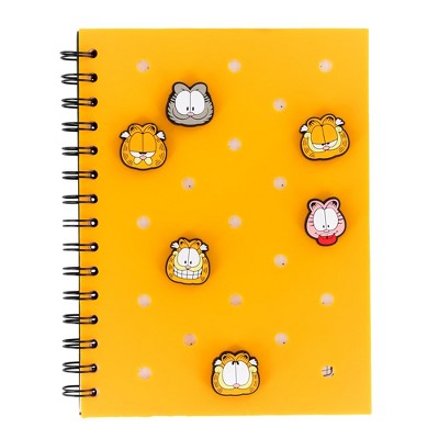 Inkology, LLC Garfield 160-Page Silicone Spiral Notebook With Pop Charms | 6 x 8 Inches