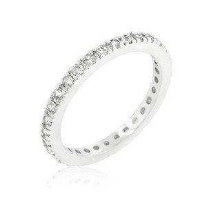 Slickblue Women's Delicate 1.5 Ct. Eternity Band Ring, Clear CZ, 2.4mm Width, Available in Sizes 5-10 - 1 of 4