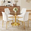 5-Piece Dining Set with Round Tempered Glass Table and 4 PU Armless Chairs - 2 of 4