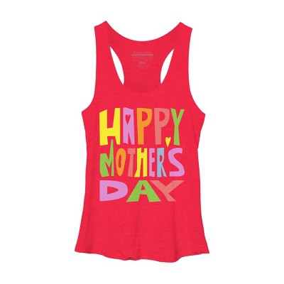 Women's Design By Humans Happy Mother's Day Colorful Text By Yunta Racerback Tank Top