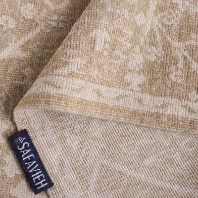 Elegant Ivory Floral Hand-Knotted Wool & Viscose 9' x 12' Rug