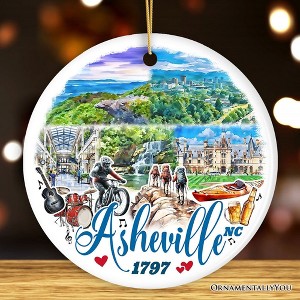 Scenic Asheville Mountain Town Ceramic Ornament, Nature and Historic North Carolina Christmas Gift and Tree Decor | OrnamentallyYou - 1 of 4