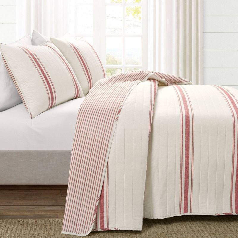 Farmhouse Striped Reversible Quilt Bedding Set - Lush Décor, 3 of 15