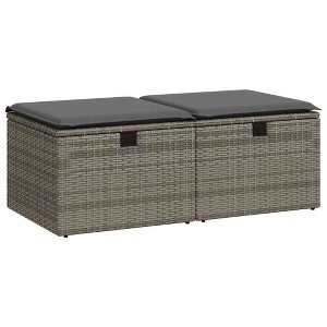 vidaXL Garden Sofa Set PE Rattan, Powder-Coated Steel Standard - Gray - 1 of 4