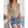 Clearlove Womens Hollow Out Knitted Tops V Neck Outer Wear Sleeveless Slimming Crop Tops Summer Blouse Camisoles Vest for Women - 3 of 4