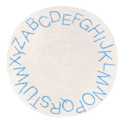 Image of Nuloom Kids Washable Round Alphabet Rug Sky Blue 4'