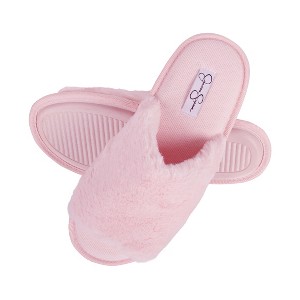 Jessica Simpson Womens Fuzzy Open Toe Slide Slipper - 1 of 4