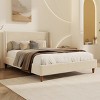 Modern King Size Upholstered Bed Frame,Solid Wood Bed Frame,Velvet Bed Frame With Wingback Headboard And Round Wooden Legs-Cuddlewood - 2 of 4