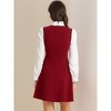 INSPIRE CHIC Women's Elegant Contrast Ruffle Stand Collar Bow Tie Puff Sleeve Office Dress - 3 of 4