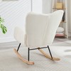 Zeus & Ruta Tufted Upholstered Teddy Fabric Rocking Chair with Metal Frame - 3 of 4