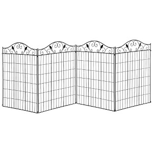 Outsunny Garden Decorative Fence Panel, 4 Pack, 44 x 36-Inch, Linear Length 12 Feet, Steel Border Folding Fence for Garden Landscaping - 1 of 4