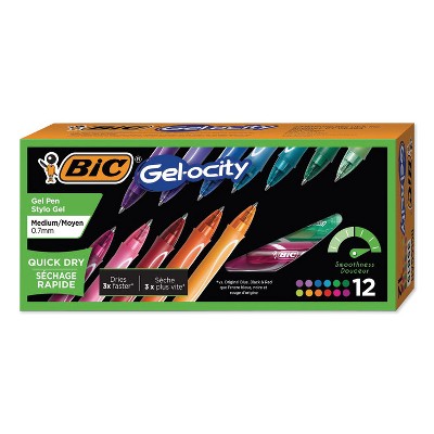 BIC Gel-ocity Quick Dry Retractable Gel Pen  0.7mm  Assorted Ink/Barrel  Dozen RGLCGA11AST