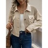 Womens Short Jackets with Pockets Houndstooth Corduroy Jackets Crop Boxy Shackets Corduroy Winter Color Block Coats Textured Outwear - 3 of 4