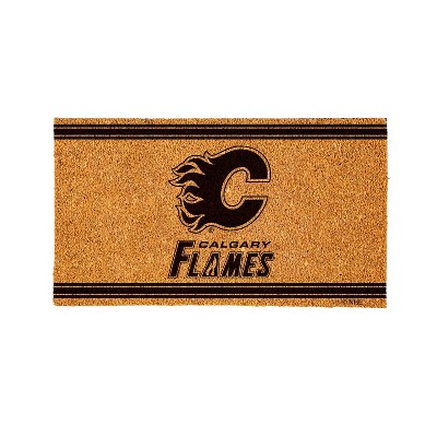 Evergreen Calgary FlamesLogo Natural Coir 28 x 16 Inches Indoor Outdoor Doormat