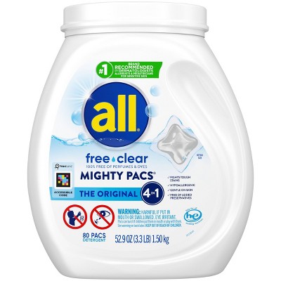 All Unscented Mighty Pacs Free Clear HE Laundry Detergent Pods