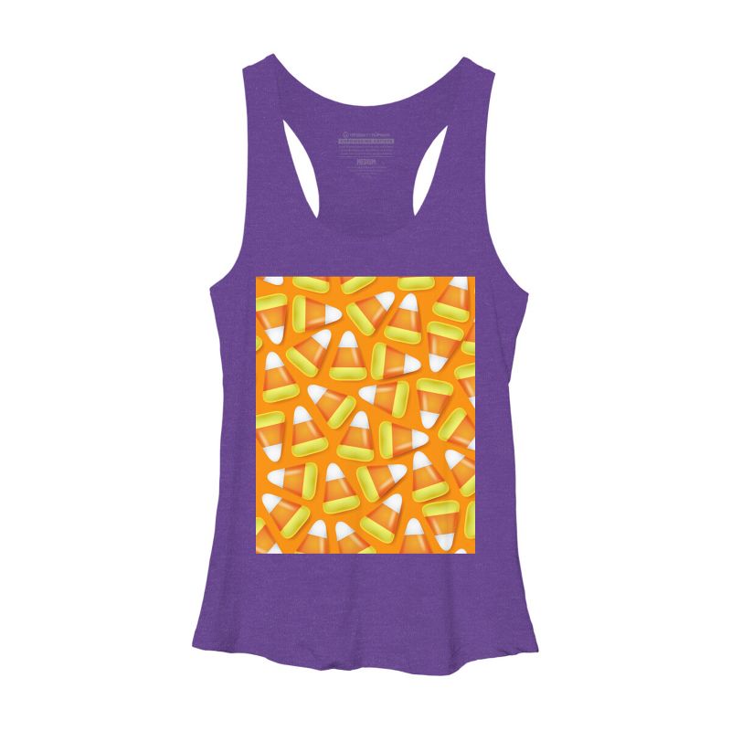Women's Design By Humans Halloween Candy Corn By NewburyBoutique Racerback Tank Top, 1 of 4