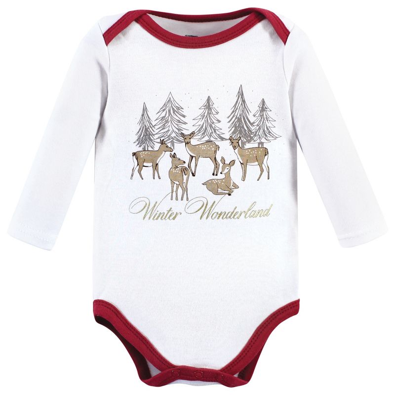 Hudson Baby Infant Girl Cotton Long-Sleeve Bodysuits, Girl Holiday Village, 4 of 7