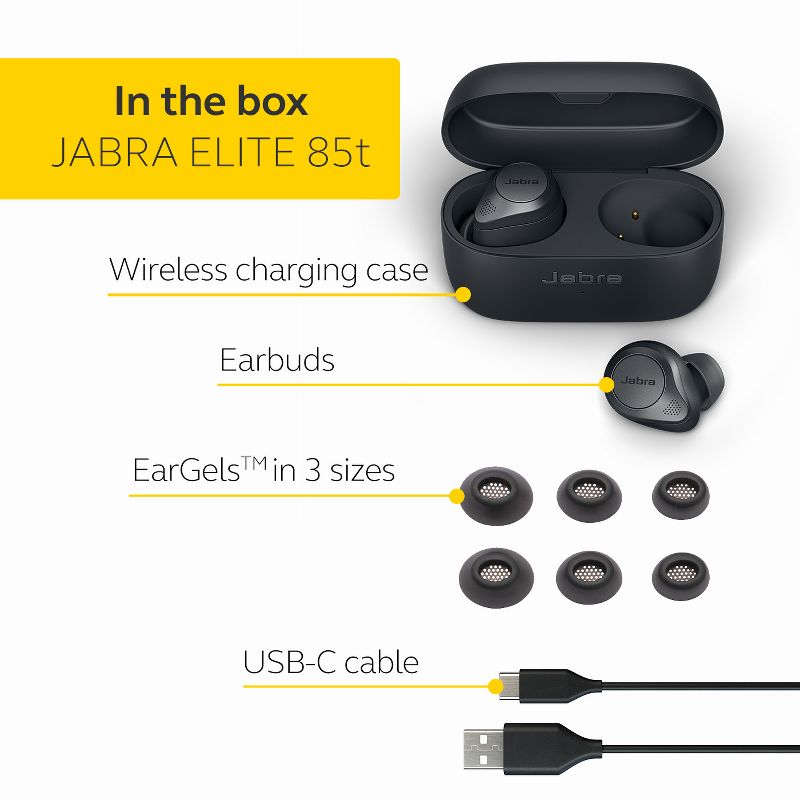 Jabra Elite 85t Wireless Charging Grey Manufacturer Refurbished, 2 of 9