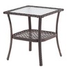 Sonkuki Patio Square PE Rattan with Tempered Glass Side Table Brown - 3 of 4