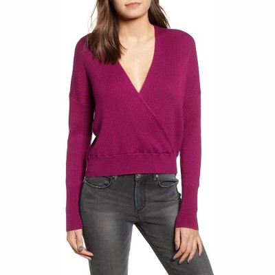 Women's Rib Wrap Long Sleeve Crop Sweater - Leith