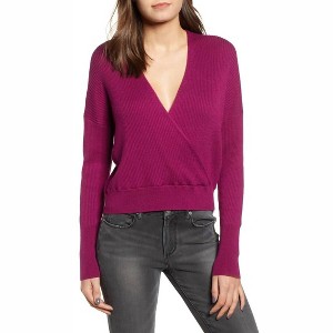Women's Rib Wrap Long Sleeve Crop Sweater - Leith - 1 of 1