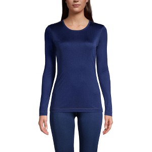 Lands' End Women's Silk Interlock Long Sleeve Crewneck Long Underwear Top - 1 of 4