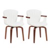 Homy Casa Set of 2 Swivel PU Leather Dining Chairs with Curved Wood Frame and Armrest,  White - 2 of 4