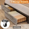 WOWLIVE Queen/Full/King Size Bed Frame with 4 Drawers, Modern bed with LED Light and Charging Station, Storage Headboard - 4 of 4
