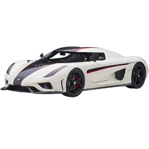 Koenigsegg Regera White with Black Carbon and Red Stripes 1/18  Model Car by Autoart - 1 of 4