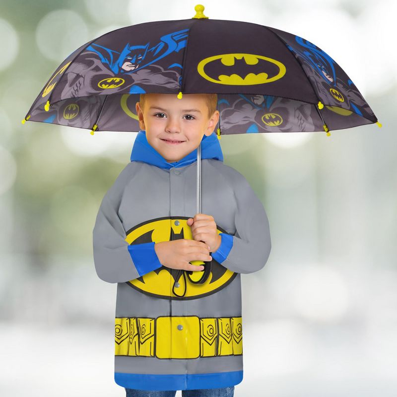 Batman Boy's Umbrella and Raincoat Set, Kids Ages 4-7, 2 of 6