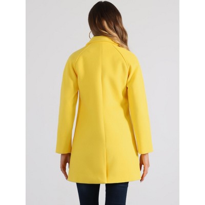 INSPIRE CHIC Women's Notched Lapel Double Breasted Raglan Sleeve Winter Coat Small Yellow — фото 4