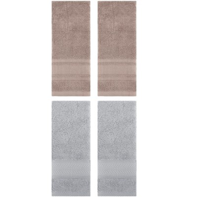 REGALWOVEN 4 Pcs Bathroom Decorative Cotton Soft Absorbent Sold Striped Hand Towel