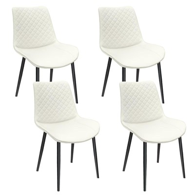 NicBex PU Leather Dining Chair Set of 2/4,Chequer Upholstered Armless Chair with Metal Legs,Kitchen Chairs for Restaurant,Living,Meeting Room