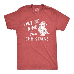 Mens Owl Be Home For Christmas T Shirt Funny Xmas Party Song Bird Tee For Guys - Crazy Dog Men's T Shirt - 1 of 4