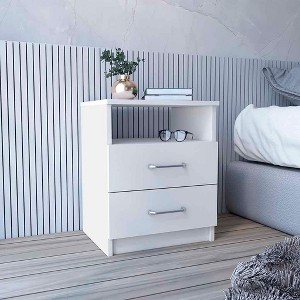NicBex Wood 2 Drawer Nightstand,Sofa Side Coffee Table with Open Shelf for Bedroom,Living Room - 1 of 4