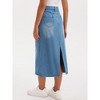INSPIRE CHIC Women's Denim Stretch High Waisted Split Back Pockets Casual Pencil Midi Skirts - 4 of 4