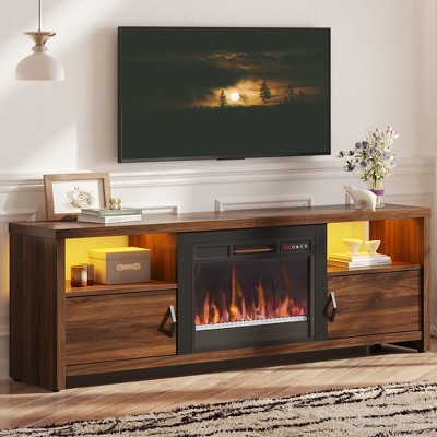 Bestier 71" Modern Fireplace TV Stand for TVs up to 75", LED Entertainment Center Gaming TV Console with 23" Remote Control Electric Fireplace