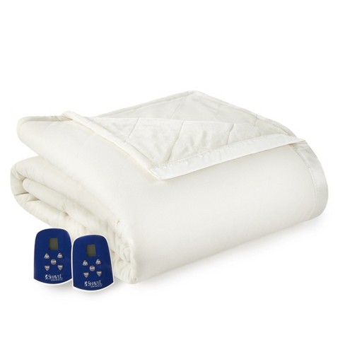 Micro Flannel Shavel High Quality Heating Technology Ultra Velvet Solid  Patterned Reversible Electric Blanket King - Vanilla : Target