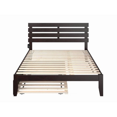 Espresso Queen Platform Bed with Twin XL Trundle and Storage Drawers