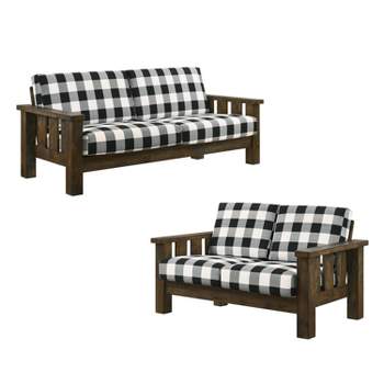 2pc Jovie Gingham Rustic Sofa and Loveseat Set - HOMES: Inside + Out