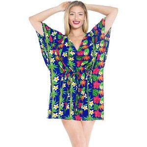 LA LEELA Women's Loose Mini Beachwear Vacation Bathing Suit Summer Plus Size Beach Dress Casual Holiday Wraps Swimsuit Cover Ups - 1 of 4