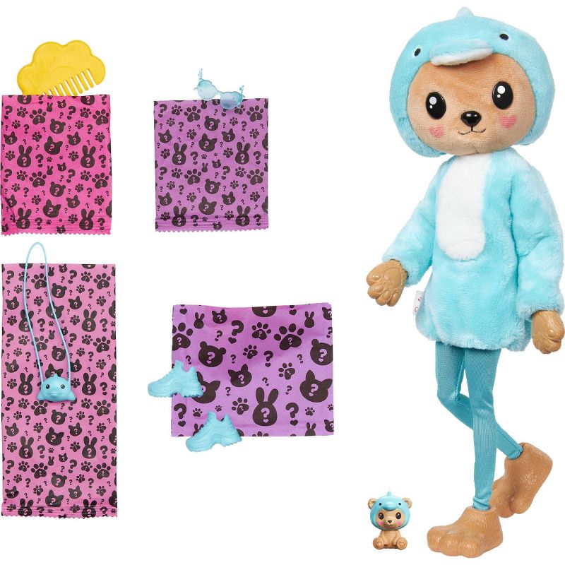 Barbie Cutie Reveal Teddy Bear as Dolphin Costume-Themed Series Doll &#38; Accessories with 10 Surprises, 4 of 8