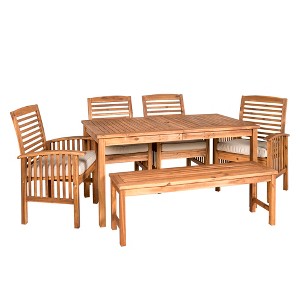 Ravenscroft 6pc Acacia Wood Patio Dining Set - Brown - Saracina Home - 1 of 4