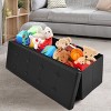 Tangkula Large Folding Storage Faux Leather Stool Brown/Black - 3 of 4