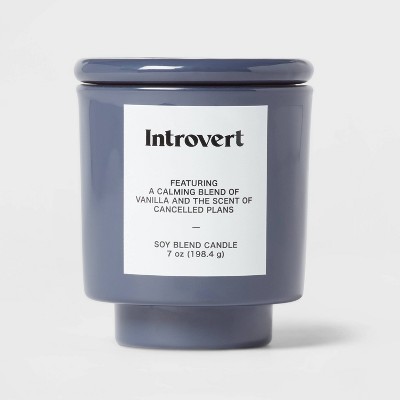 7oz Navy Exterior Painted Glass with Glass Lid Introvert Candle Blue - Room Essentials™